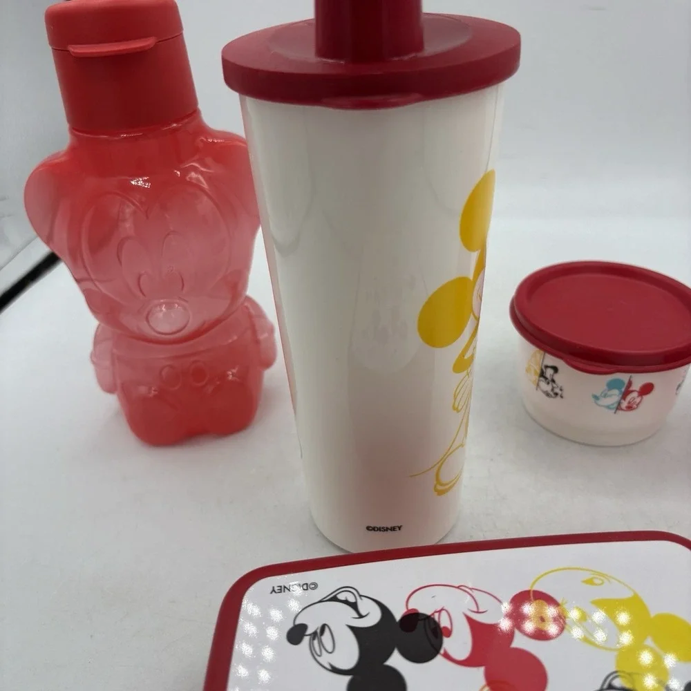 Tupperware Disney Mickey Ears Through The Years Lunch Set & 2 Mini Eco Water Bot